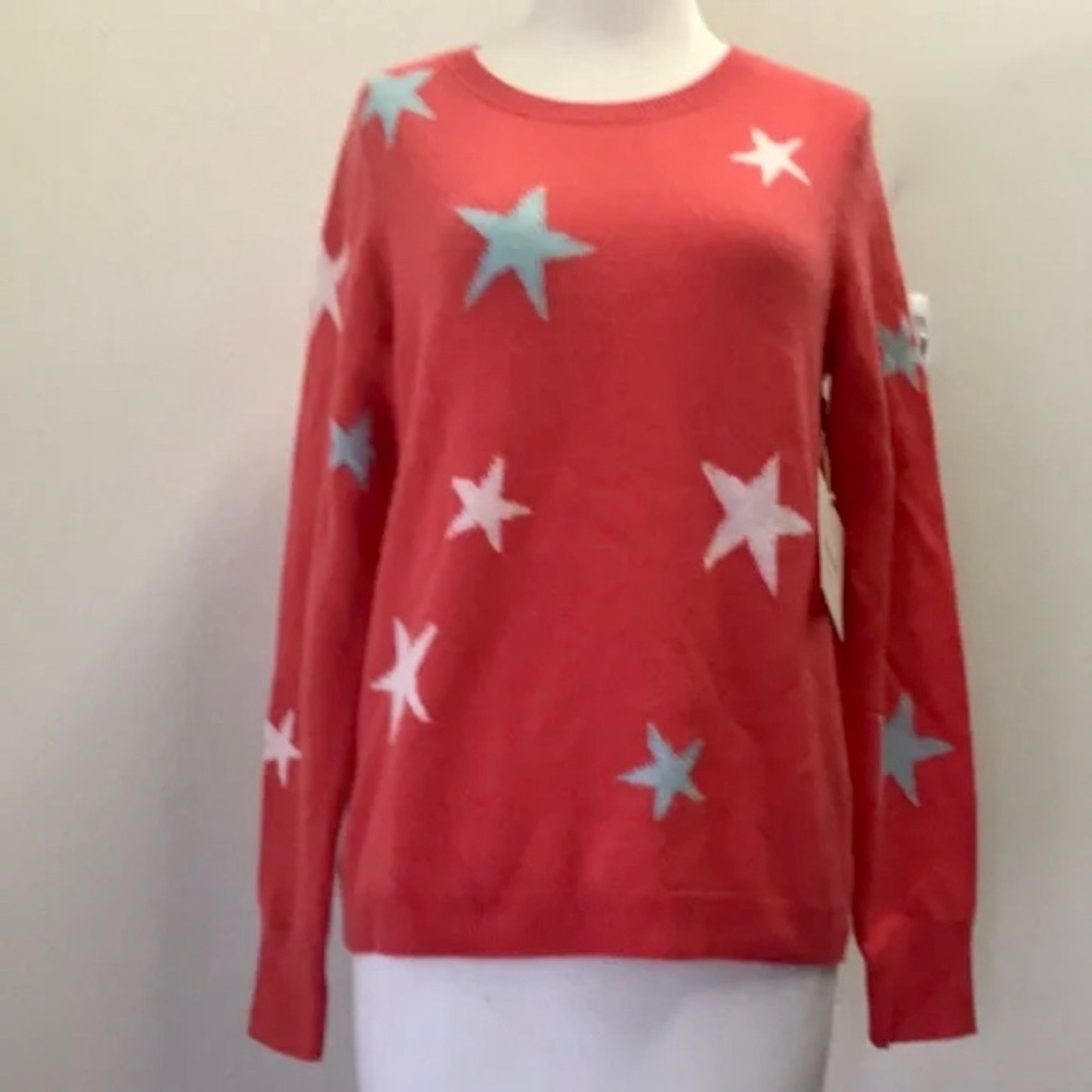 Cynthia Rowley Coral Cashmere Star Sweater